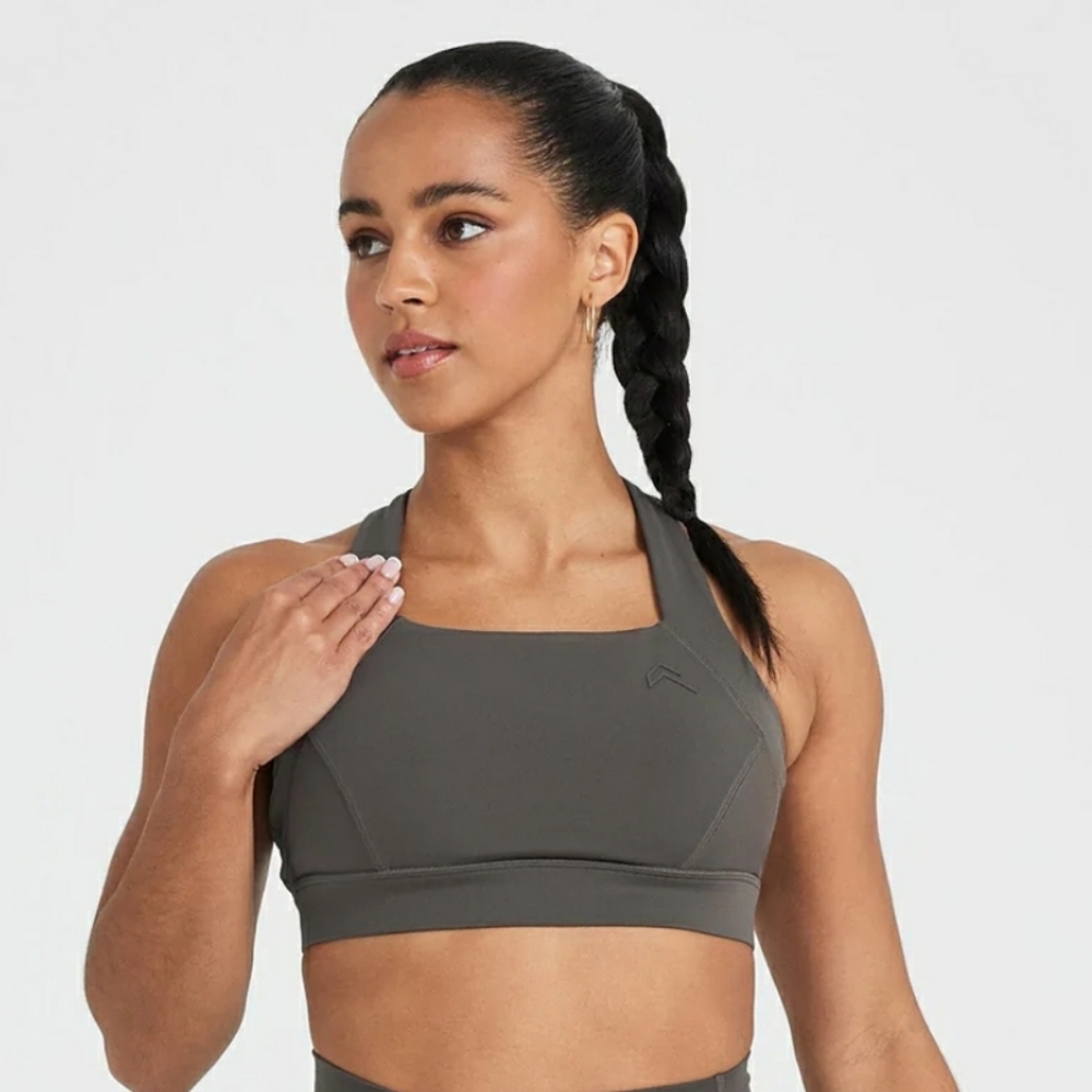 ONER ACTIVE - SMALL TIMELESS SQUARE NECK BRALETTE - DEEP TAUPE
